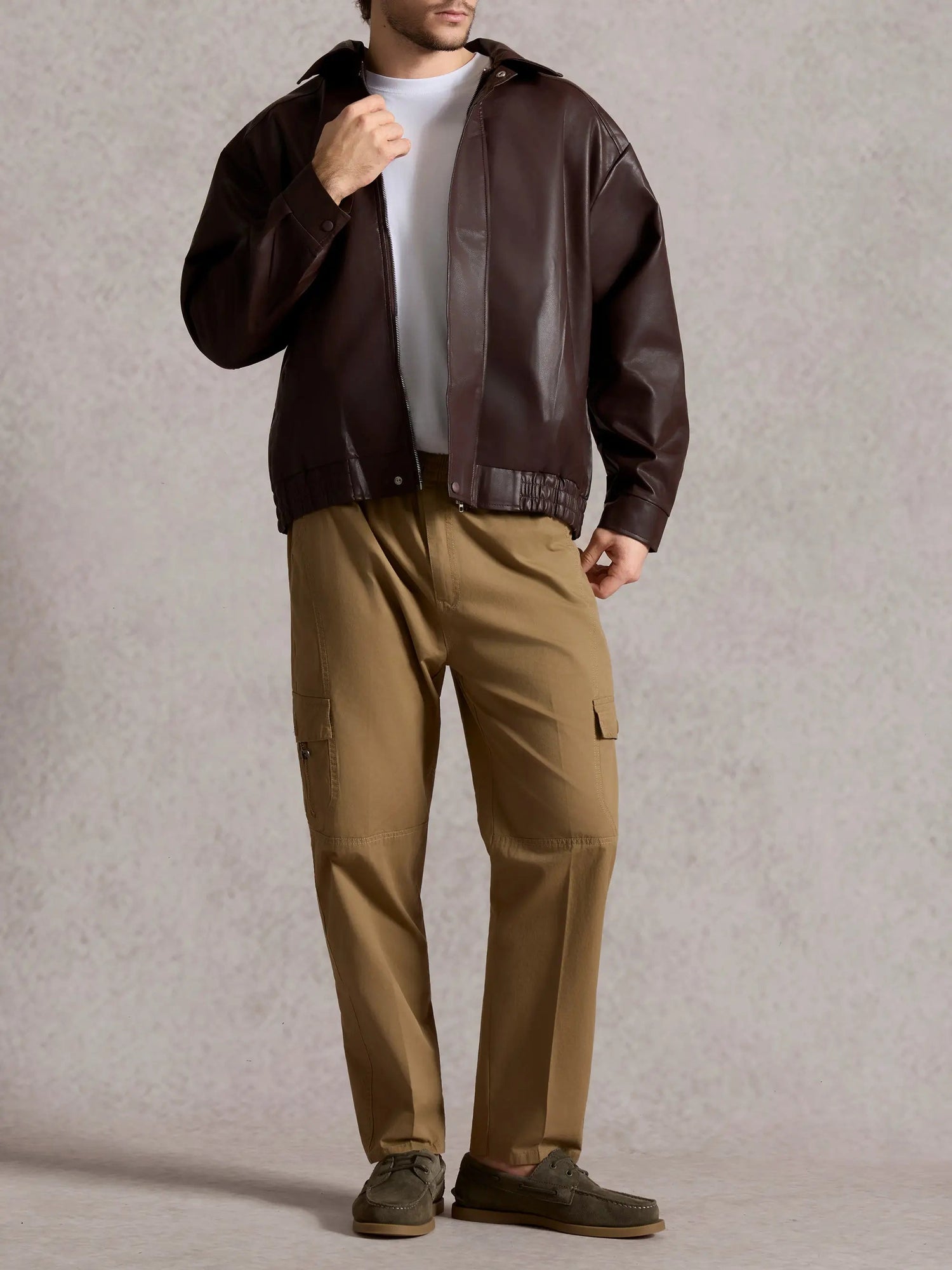 Men's Relaxed Fit Faux Leather Jacket ElevenOasis