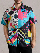 Tall Men's Trapper Keeper Inspired Colorful  Geometric Shapes Short Sleeve Shirt Eleven Oasis
