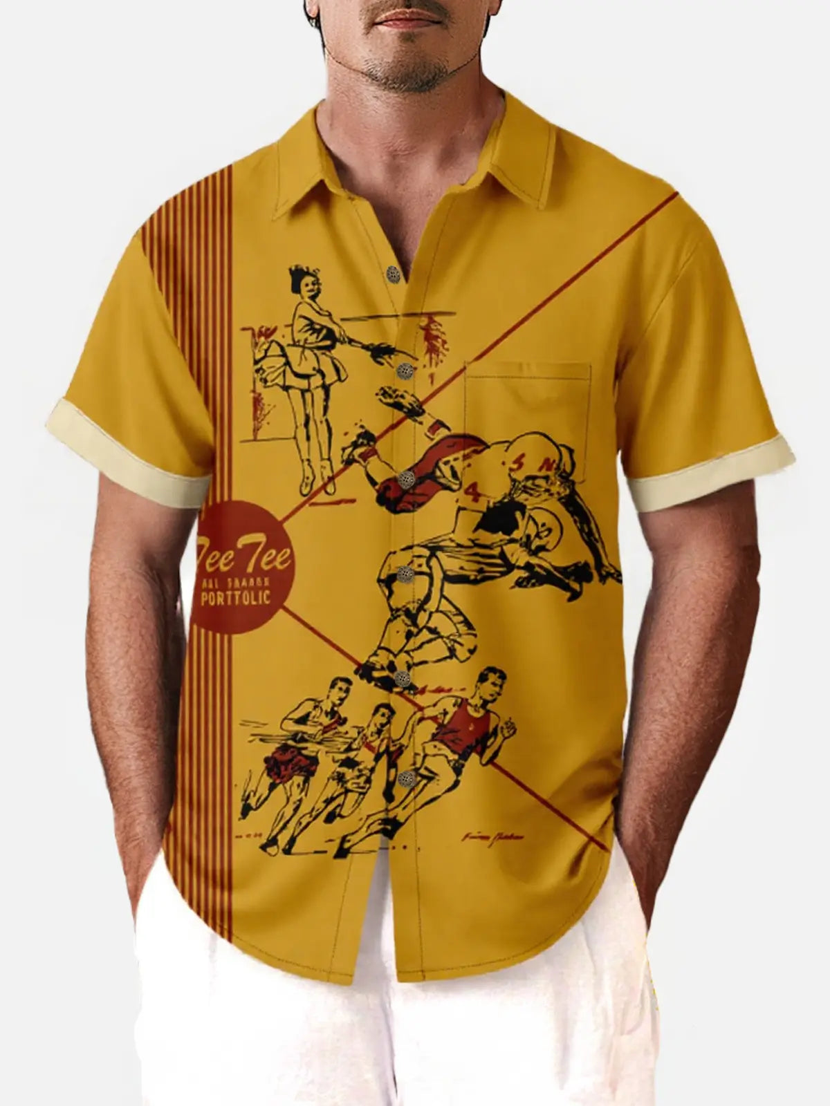 Pop Culture 70's-80s Men's Nostalgia Shirt with Chest Pocket ElevenOasis