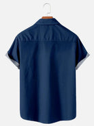 Men's Striped with Floral Skulls Casual Short Sleeve Shirt ElevenOasis