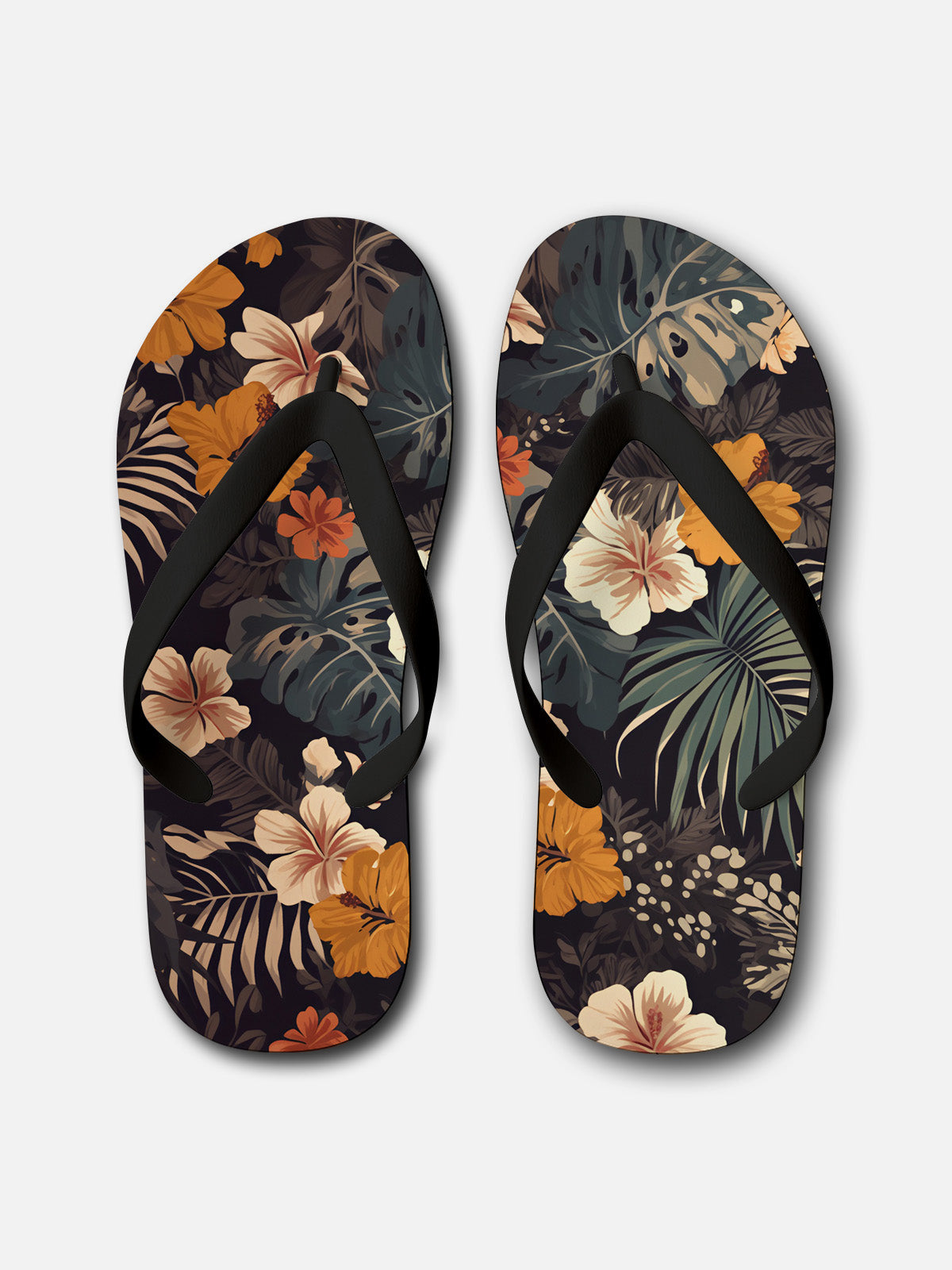 Men's Vintage Hibiscus Jungle Flip Flops Eleven Oasis