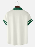 Men's 60s Green-Trim Bowling Style Camp Collar Short Sleeve Shirt ElevenOasis