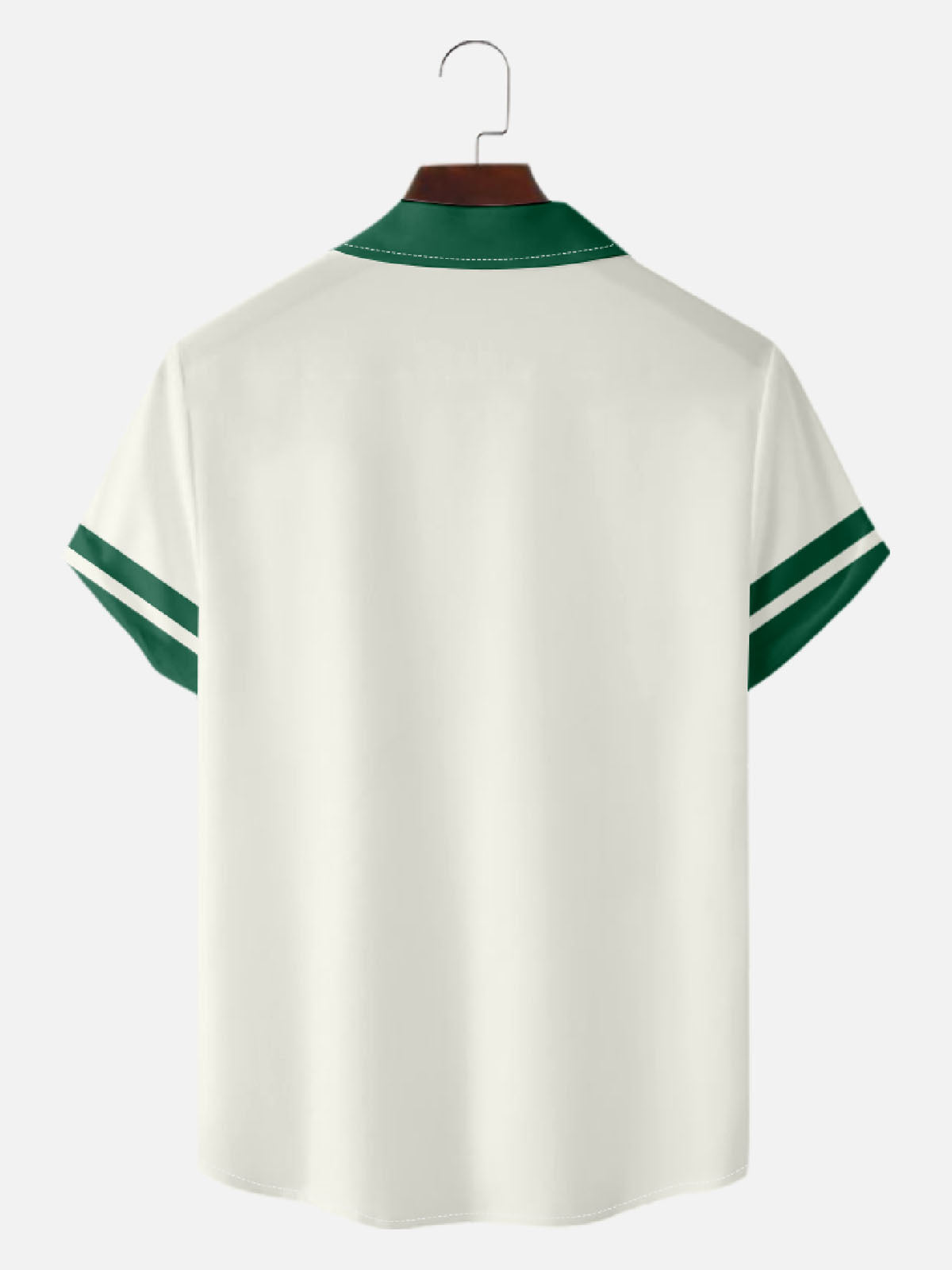 Men's 60s Green-Trim Bowling Style Camp Collar Short Sleeve Shirt ElevenOasis