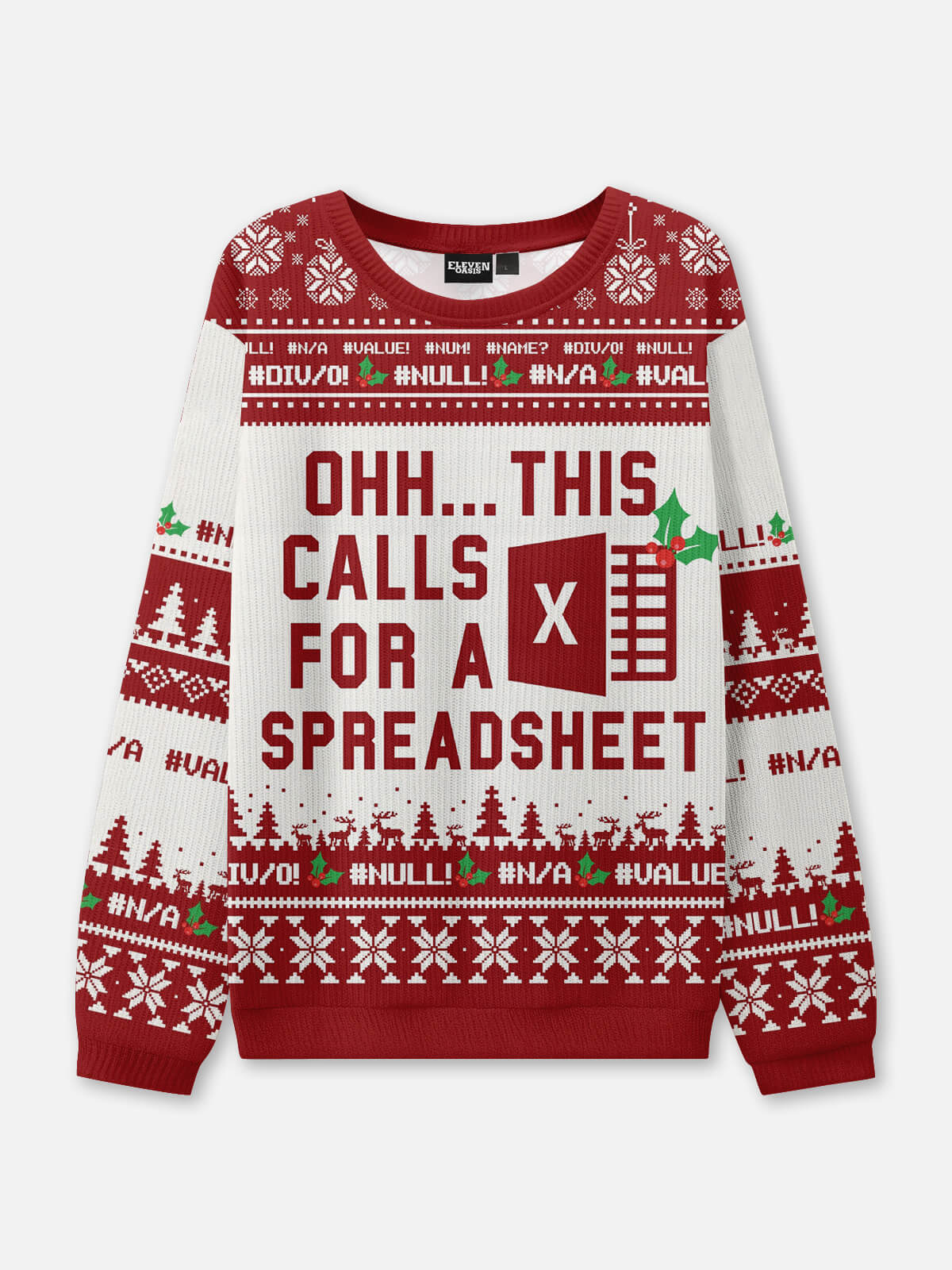 Ugly Christmas Sweater Spreadsheet Excel Spreadsheet Sweatshirt ElevenOasis