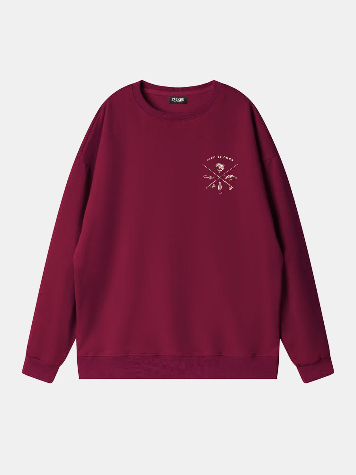 Life Is Good Fishing Crest Sweatshirt Eleven Oasis