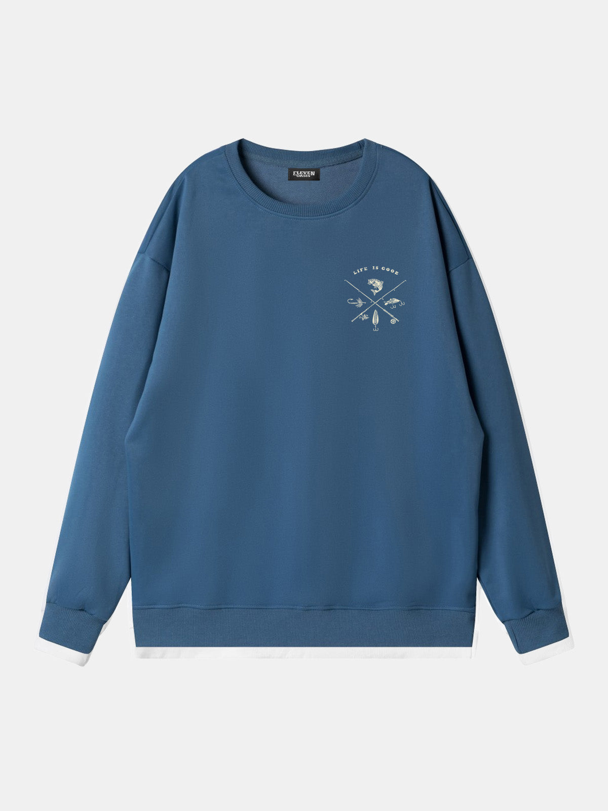 Life Is Good Fishing Crest Sweatshirt Eleven Oasis