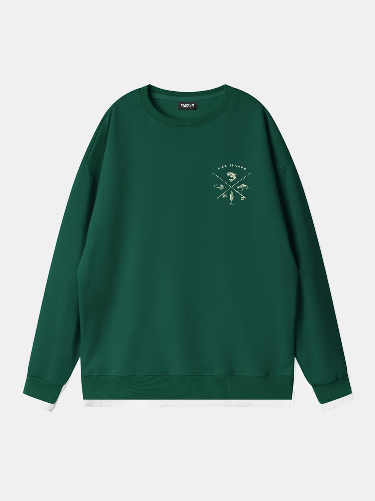 Life Is Good Fishing Crest Sweatshirt Eleven Oasis