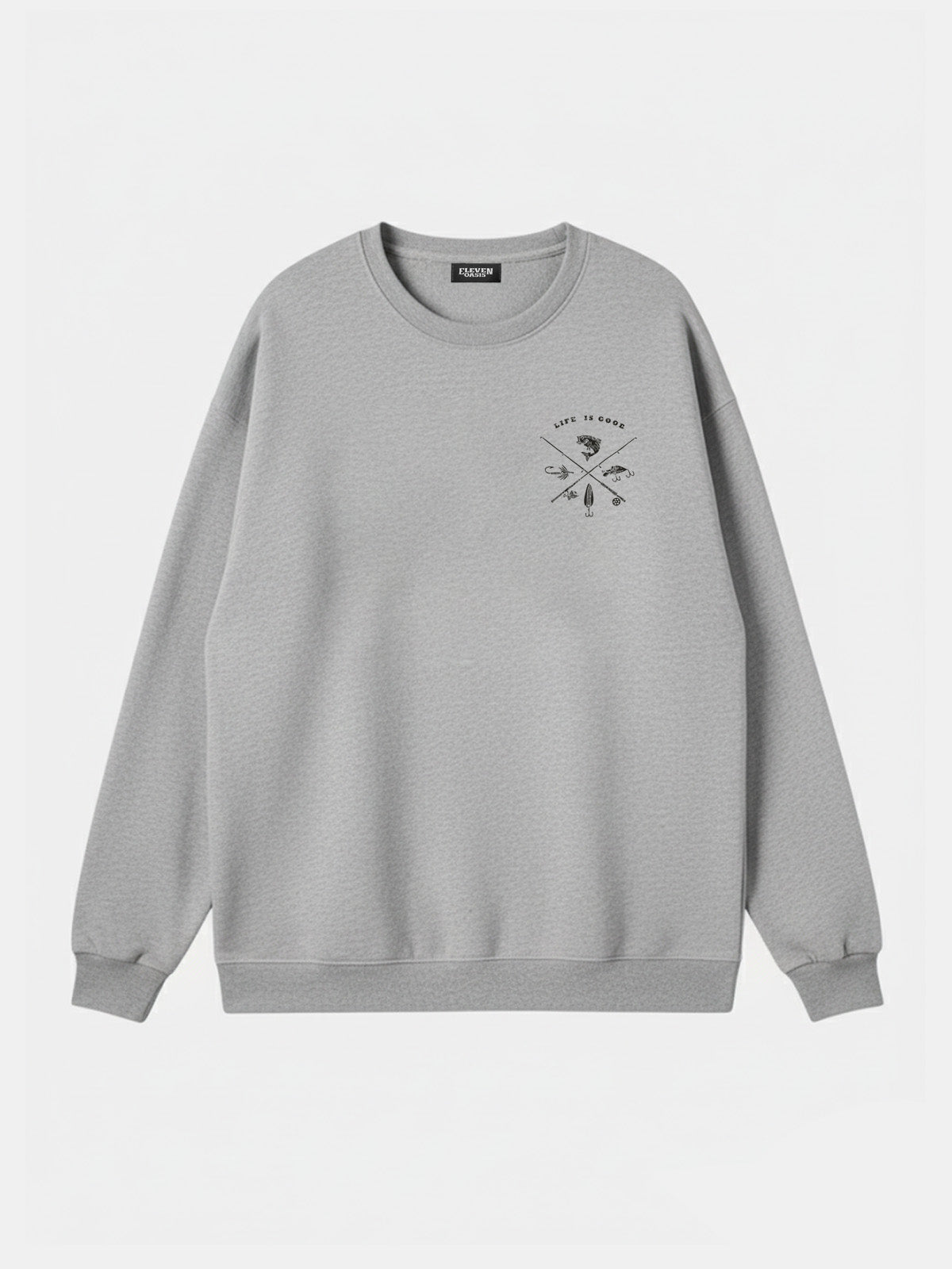Life Is Good Fishing Crest Sweatshirt Eleven Oasis