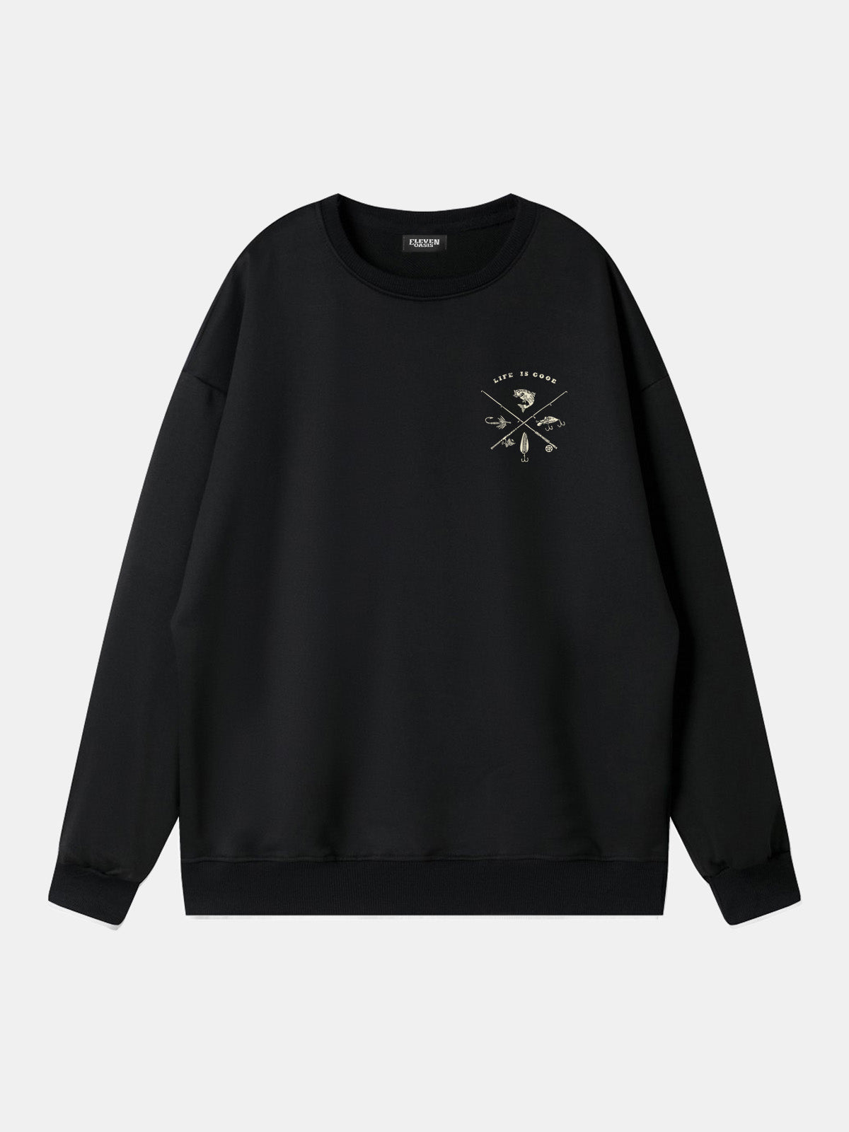 Life Is Good Fishing Crest Sweatshirt Eleven Oasis