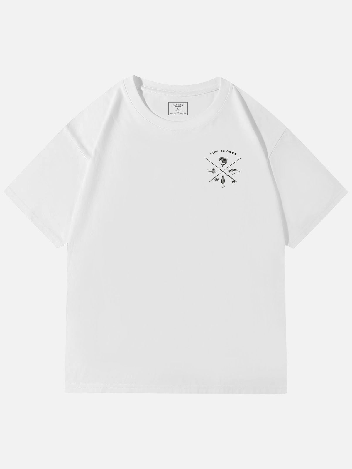 Life Is Good Fishing Crest Cotton T-Shirt Eleven Oasis