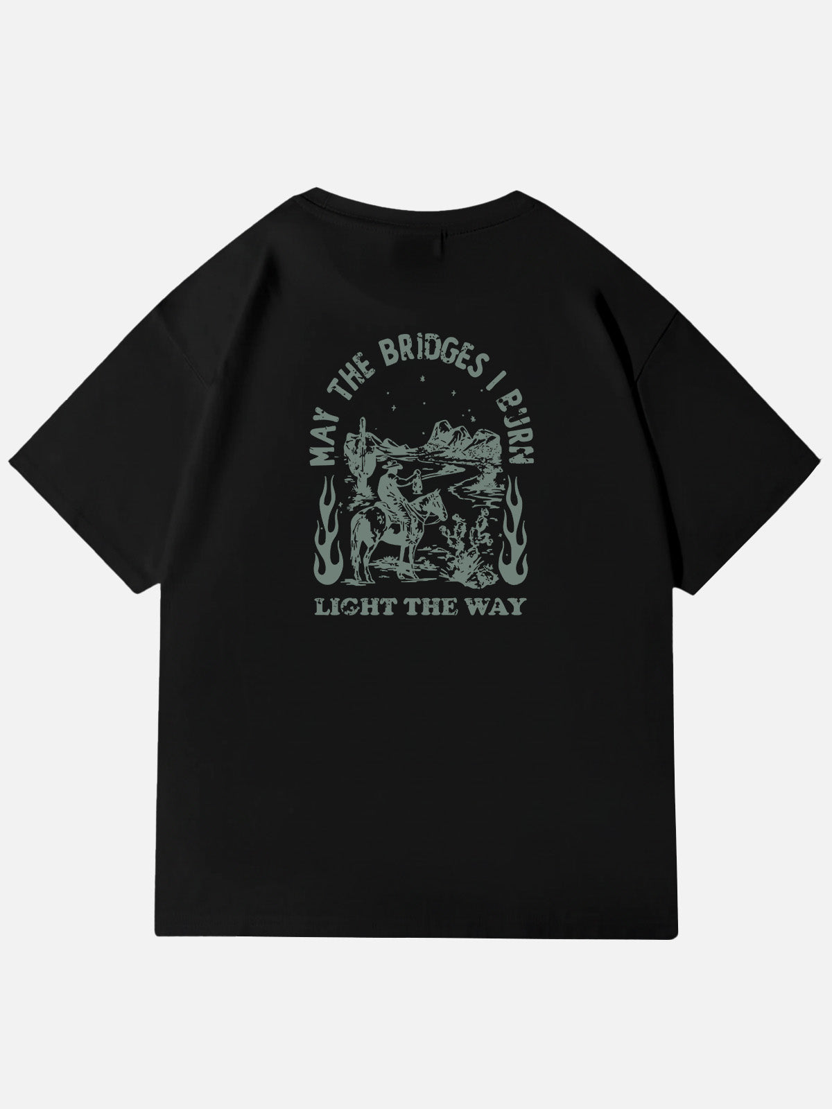 Western Rider Burn Light the Way Cotton T-Shirt Eleven Oasis