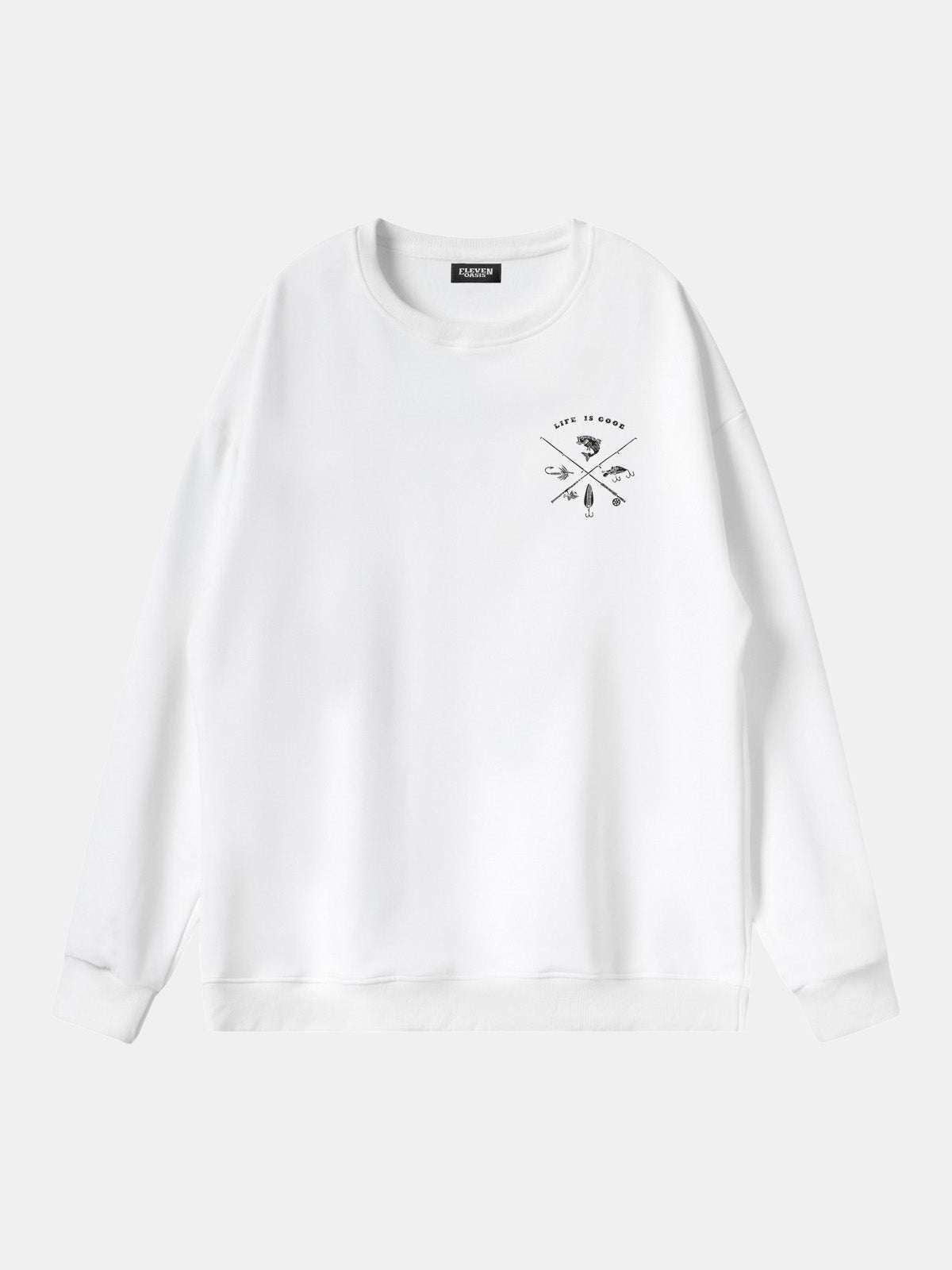 Life Is Good Fishing Crest Sweatshirt Eleven Oasis