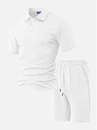 Men's Textured Jacquard Polo Short Set ElevenOasis