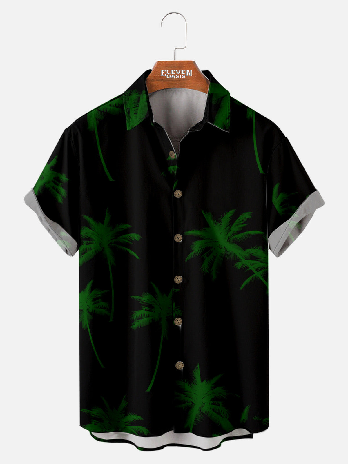 Men's Coconut Tree Pattern Basic Short Sleeve Shirt ElevenOasis