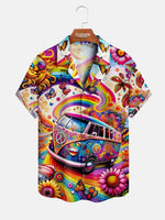 Men's Psychedelic Hippie VW Minivan Short Sleeve Shirt ElevenOasis