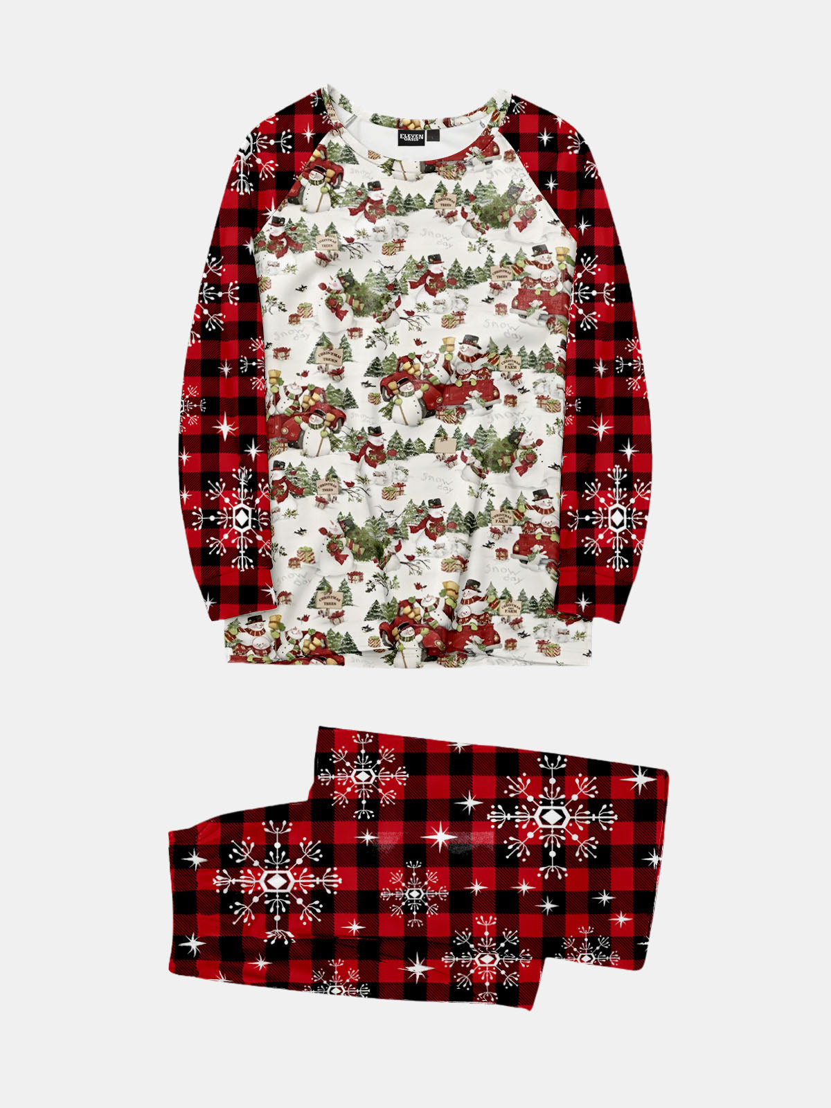 Snowman and Plaid Pajama Set Eleven Oasis