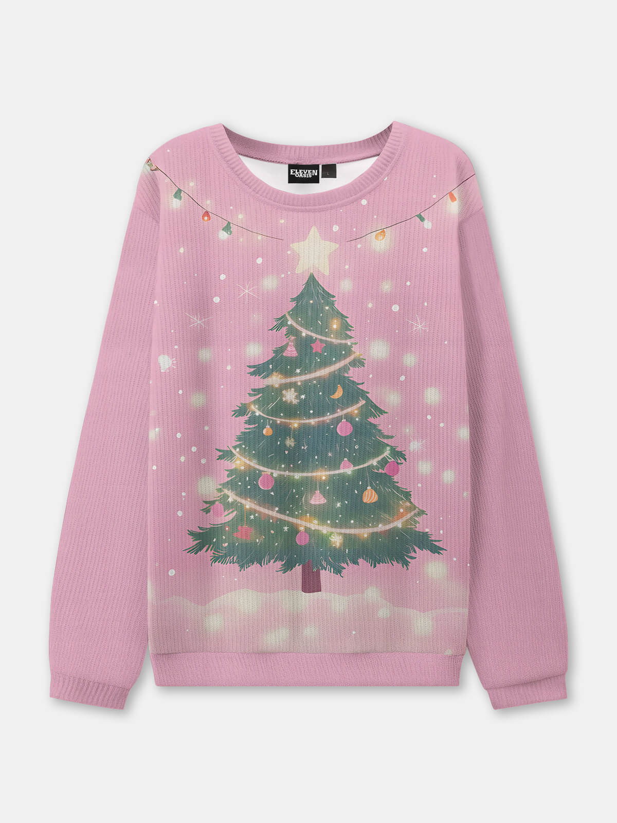 Pink Christmas Tree Sweatshirt Eleven Oasis