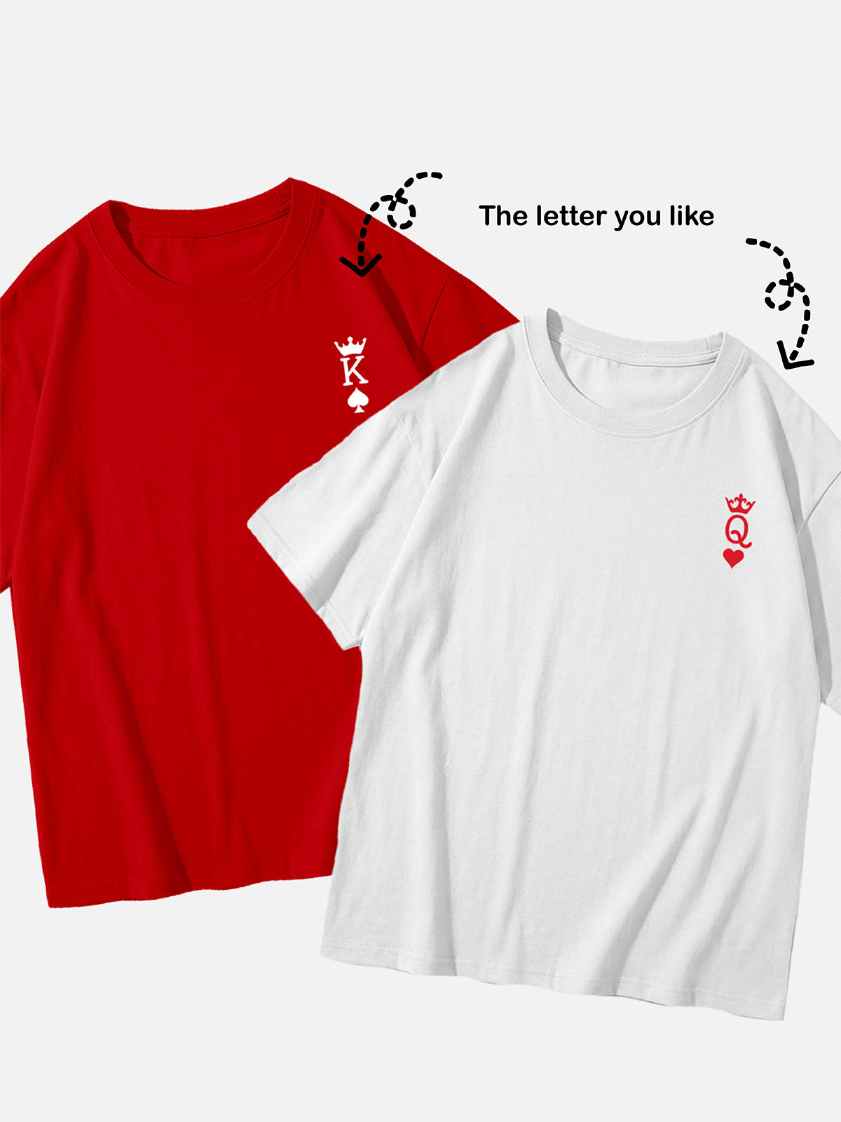 Custom King or Queen Letter Cotton Short Sleeve T-Shirt (Sold Individually) Eleven Oasis