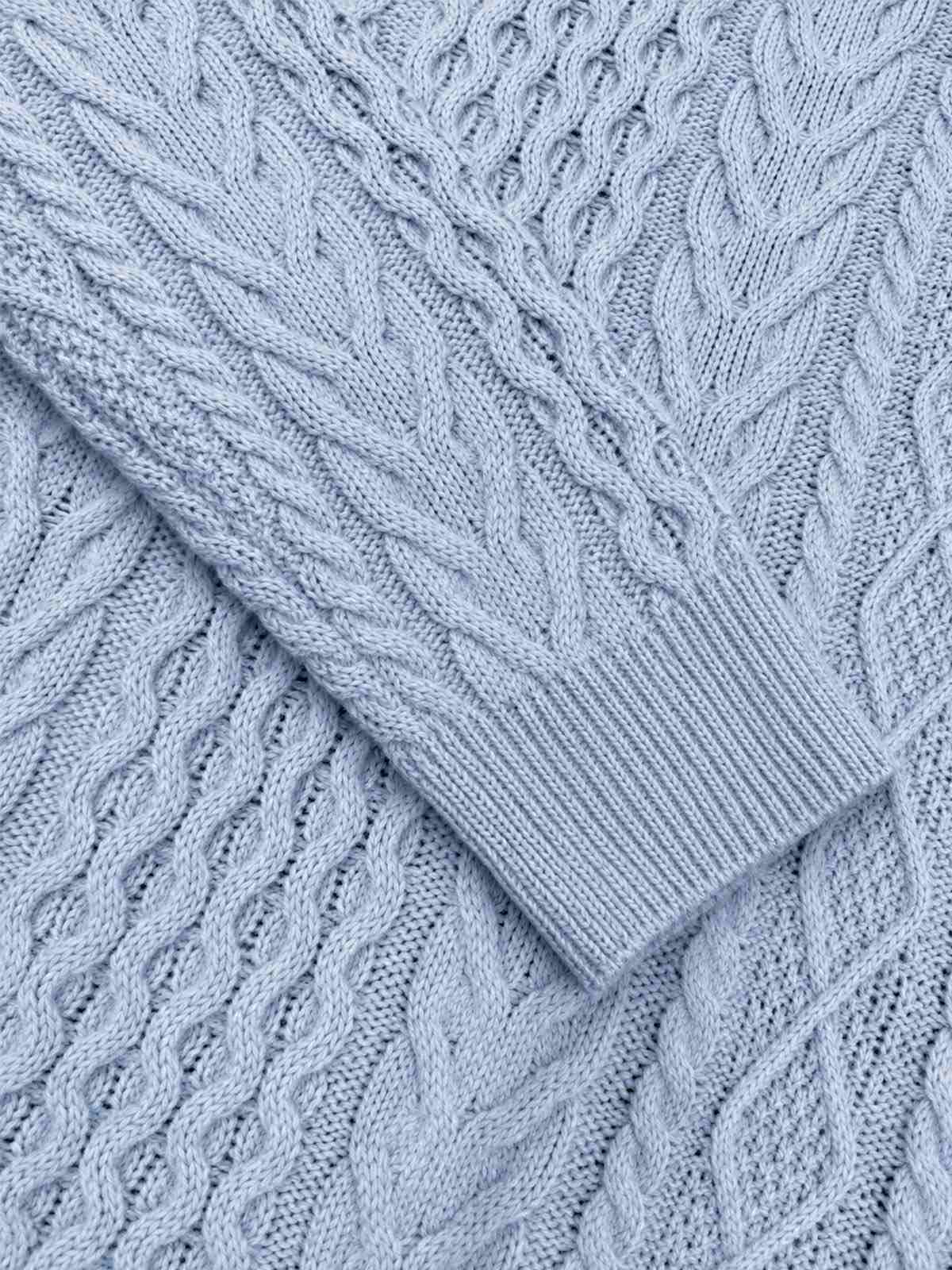 Men's Cable Knit Slim Fit Crew Neck Sweater Eleven Oasis