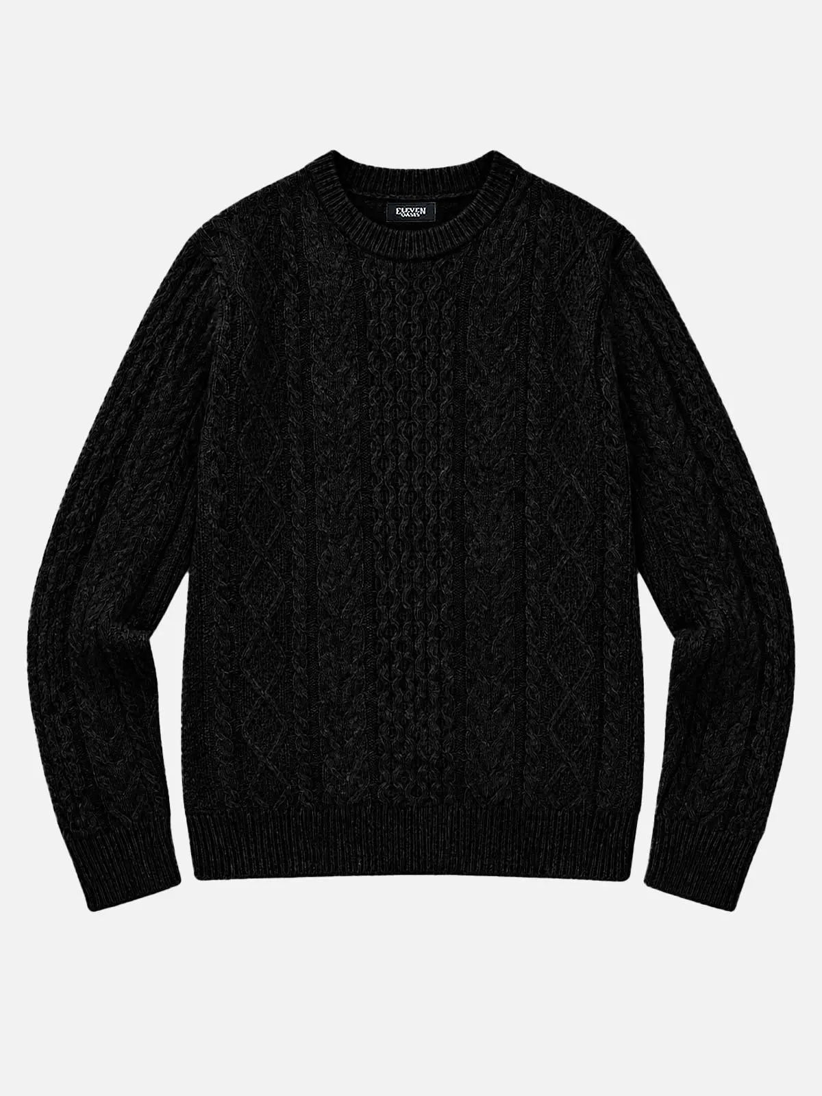 Men's Cable Knit Slim Fit Crew Neck Sweater Eleven Oasis
