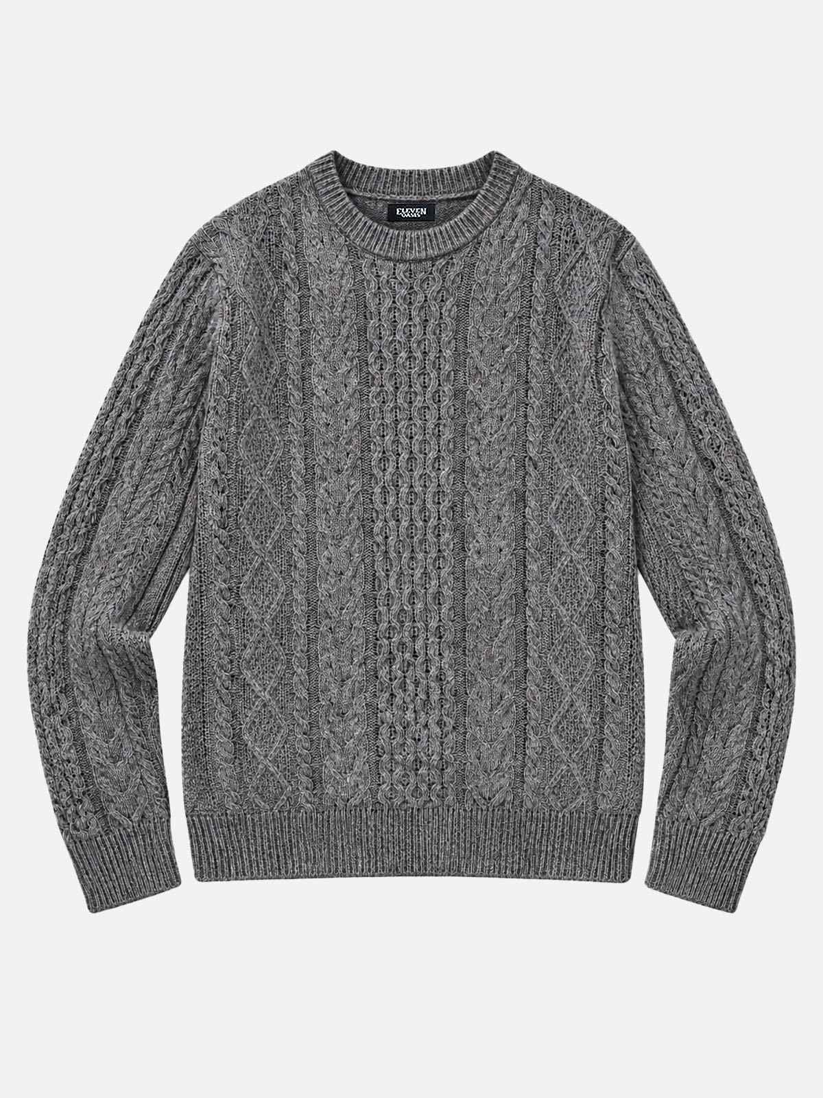 Men's Cable Knit Slim Fit Crew Neck Sweater Eleven Oasis