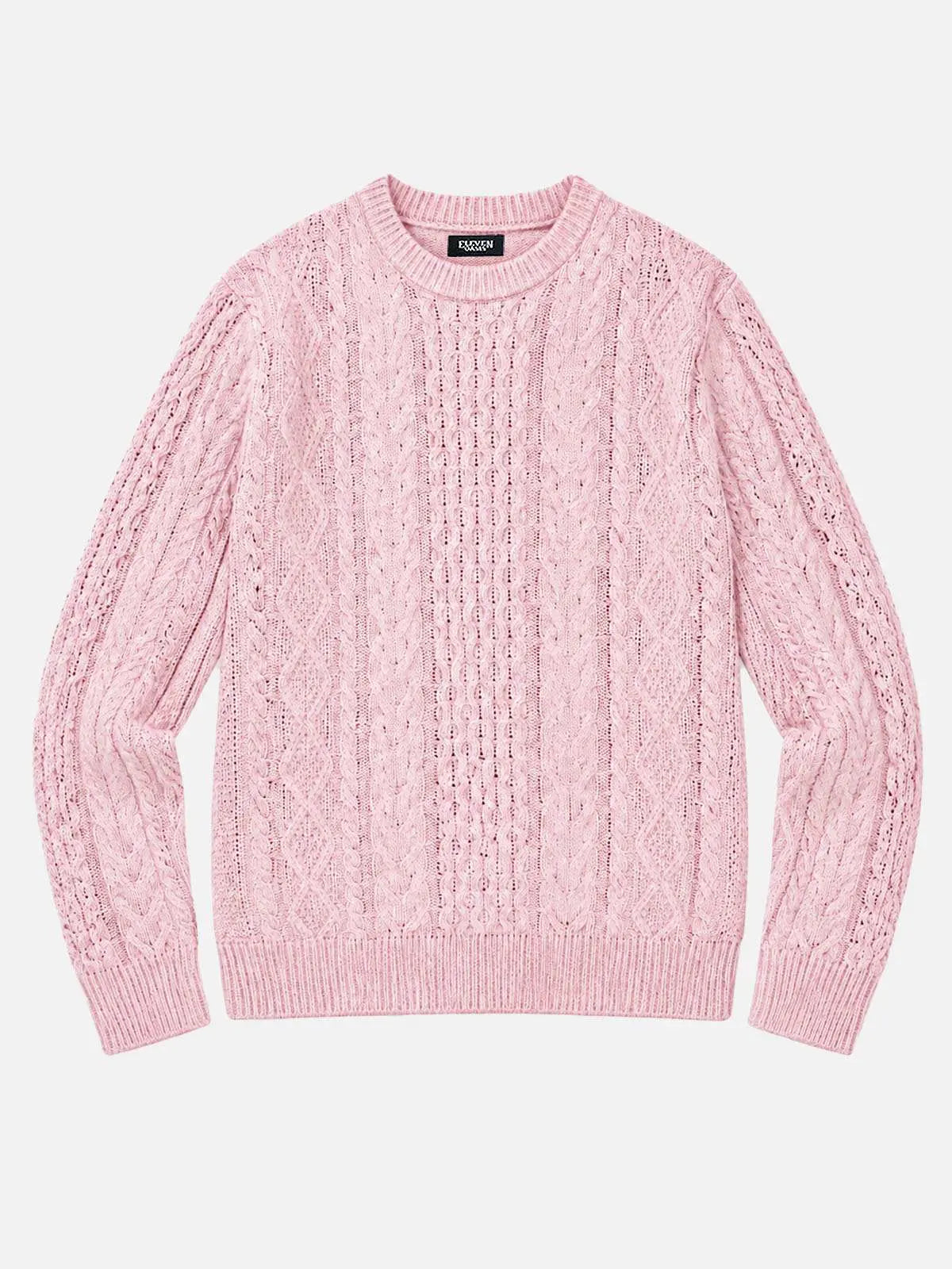 Men's Cable Knit Slim Fit Crew Neck Sweater Eleven Oasis