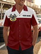 Men's Custom Vintage Racing Winged Logo Short Sleeve Shirt Eleven Oasis