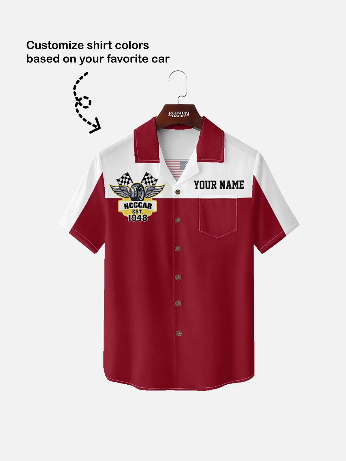 Tall Men's Custom Vintage Racing Winged Logo Short Sleeve Shirt