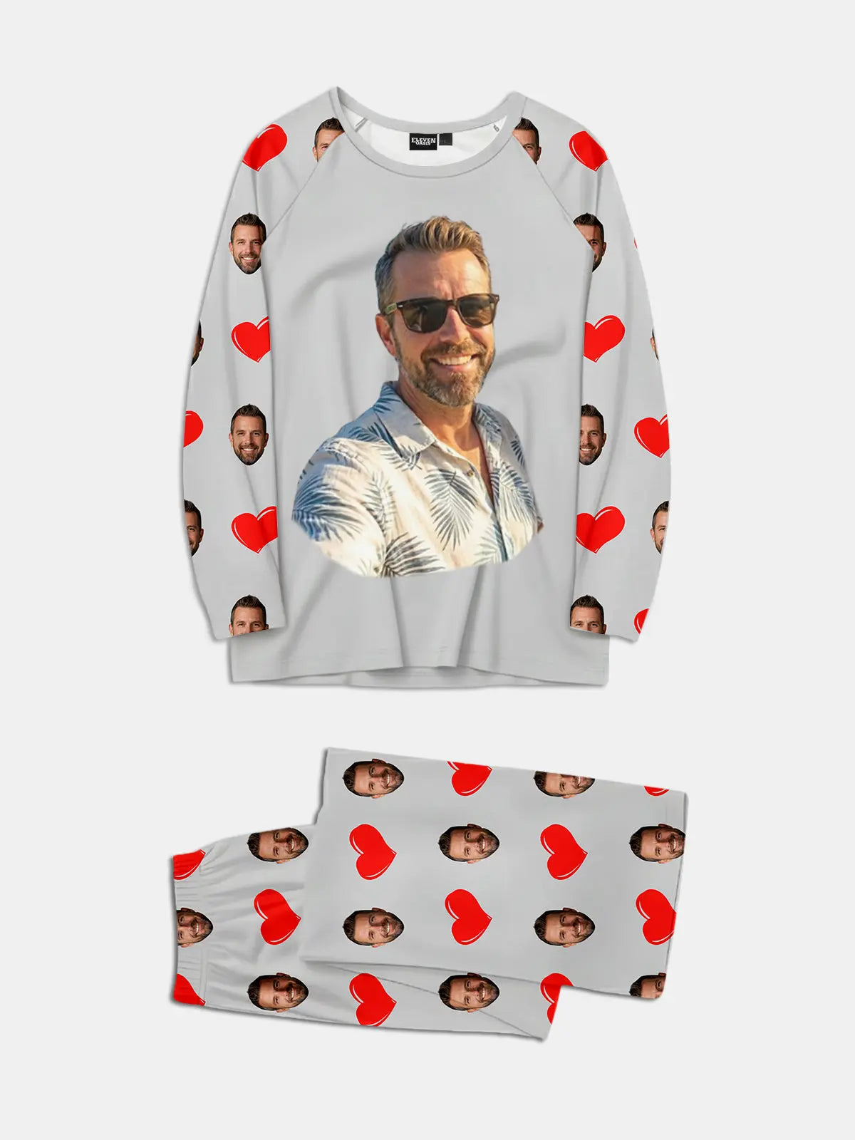 Custom Face & Hearts Print Pajama Set Eleven Oasis