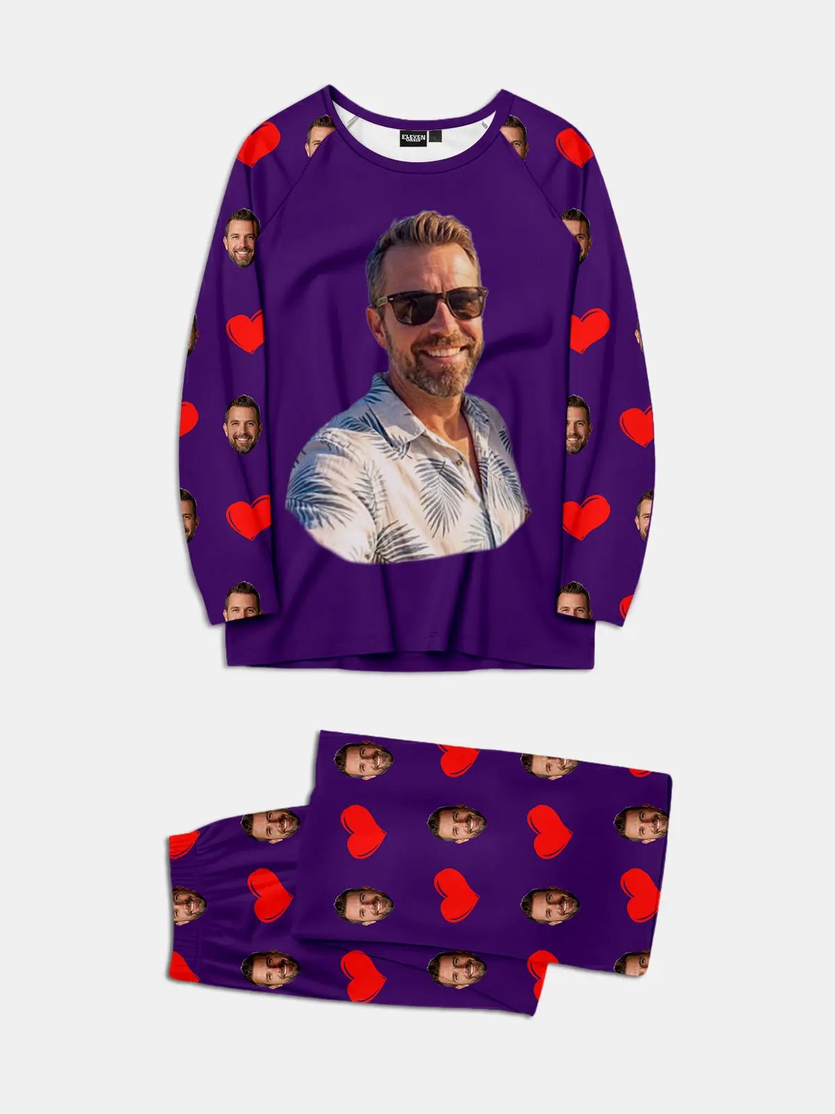 Custom Face & Hearts Print Pajama Set Eleven Oasis