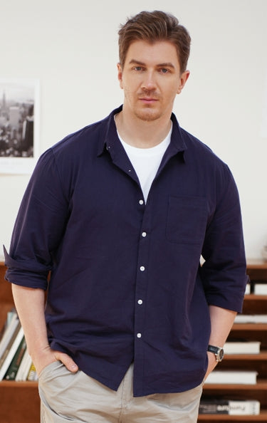 Men's Acid Washed Cotton Long Sleeve Shirt ElevenOasis