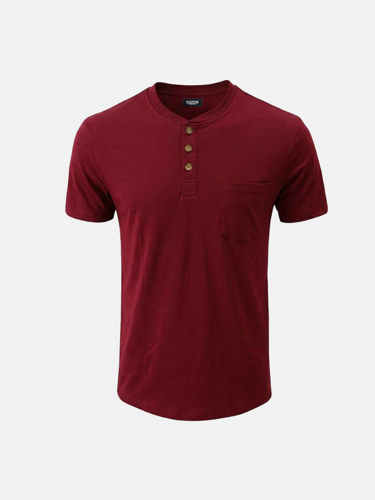 Men's Classic Henley Chest Pocket Short Sleeve Shirt ElevenOasis