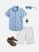 Men's Linen Cotton Blend Short Sleeve Shirt ElevenOasis