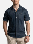 Men's Classic Pinstripe Slim Fit Short Sleeve Shirt Eleven Oasis