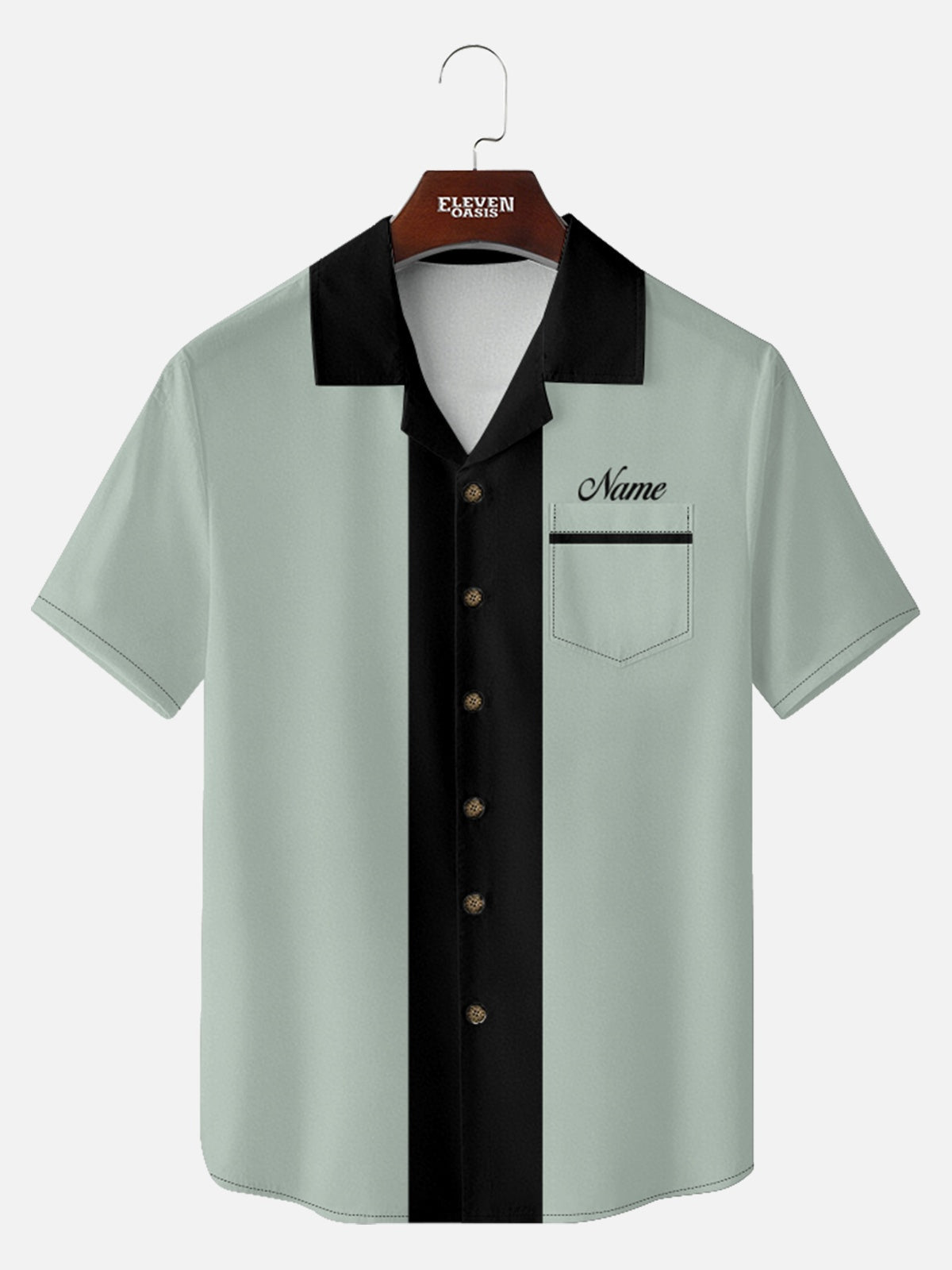 Men's Custom Name Retro Bowling Short Sleeve Shirt Eleven Oasis
