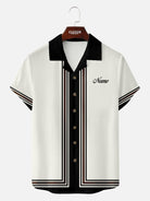 Men's Custom Name Retro Stripe Short Sleeve Shirt Eleven Oasis