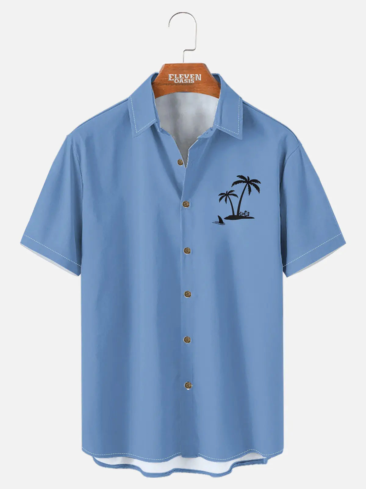 Men's Hawaiian Coconut Tree Oasis Short Sleeve Shirt ElevenOasis