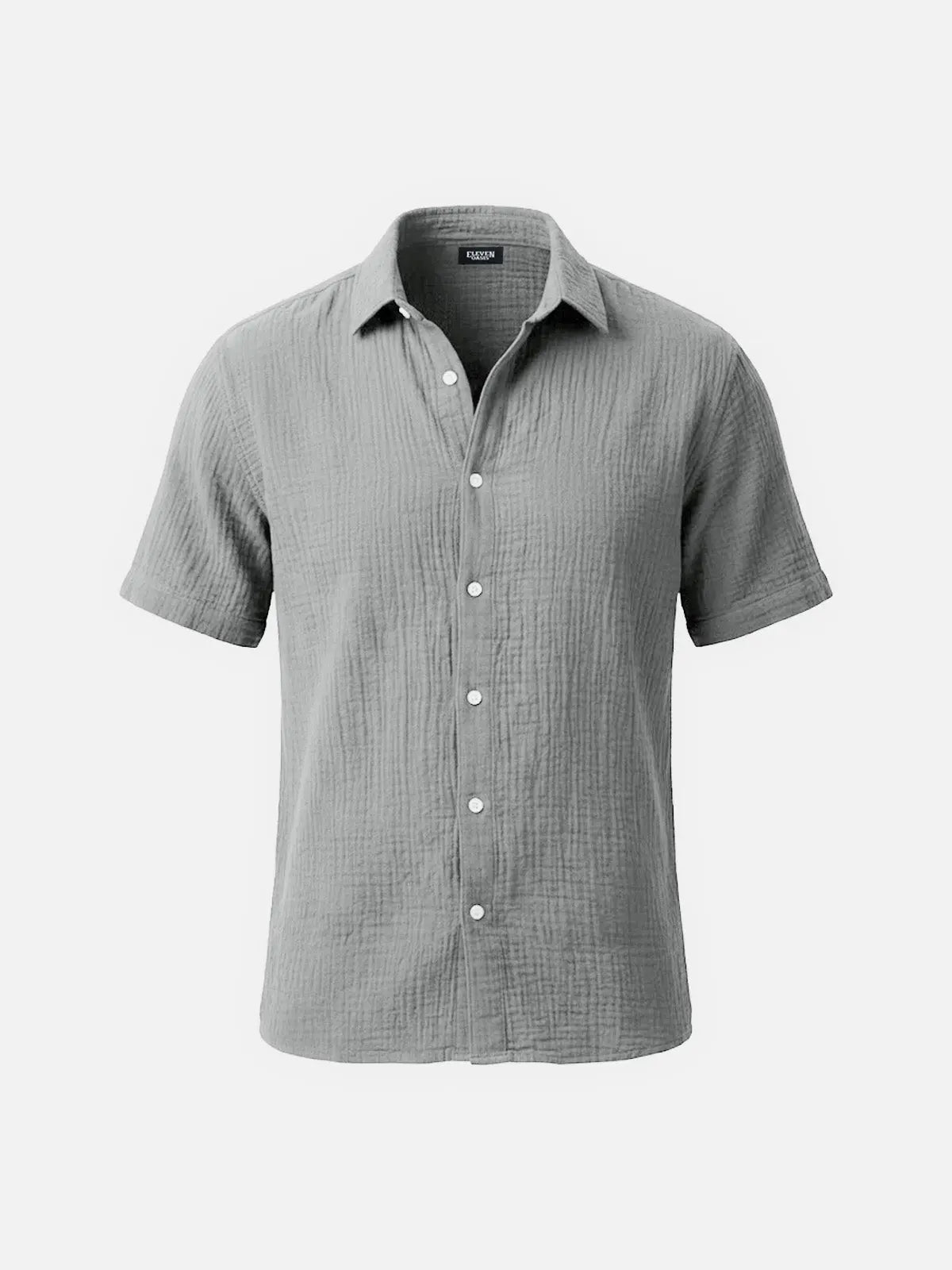 Men's Classic Cotton Crinkled Texture Short Sleeve Shirt ElevenOasis