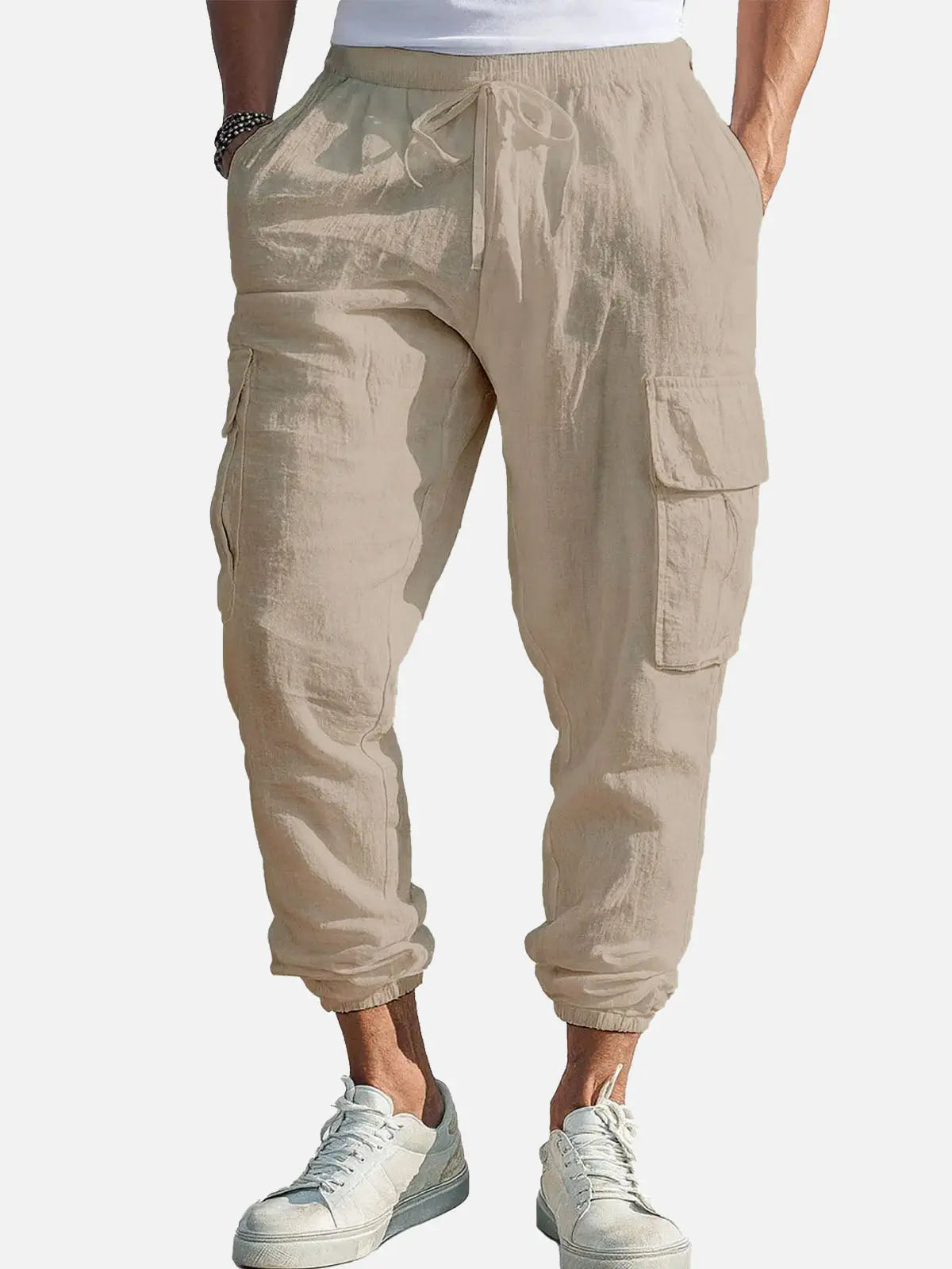 Men's Casual Linen Cargo Jogger Pants