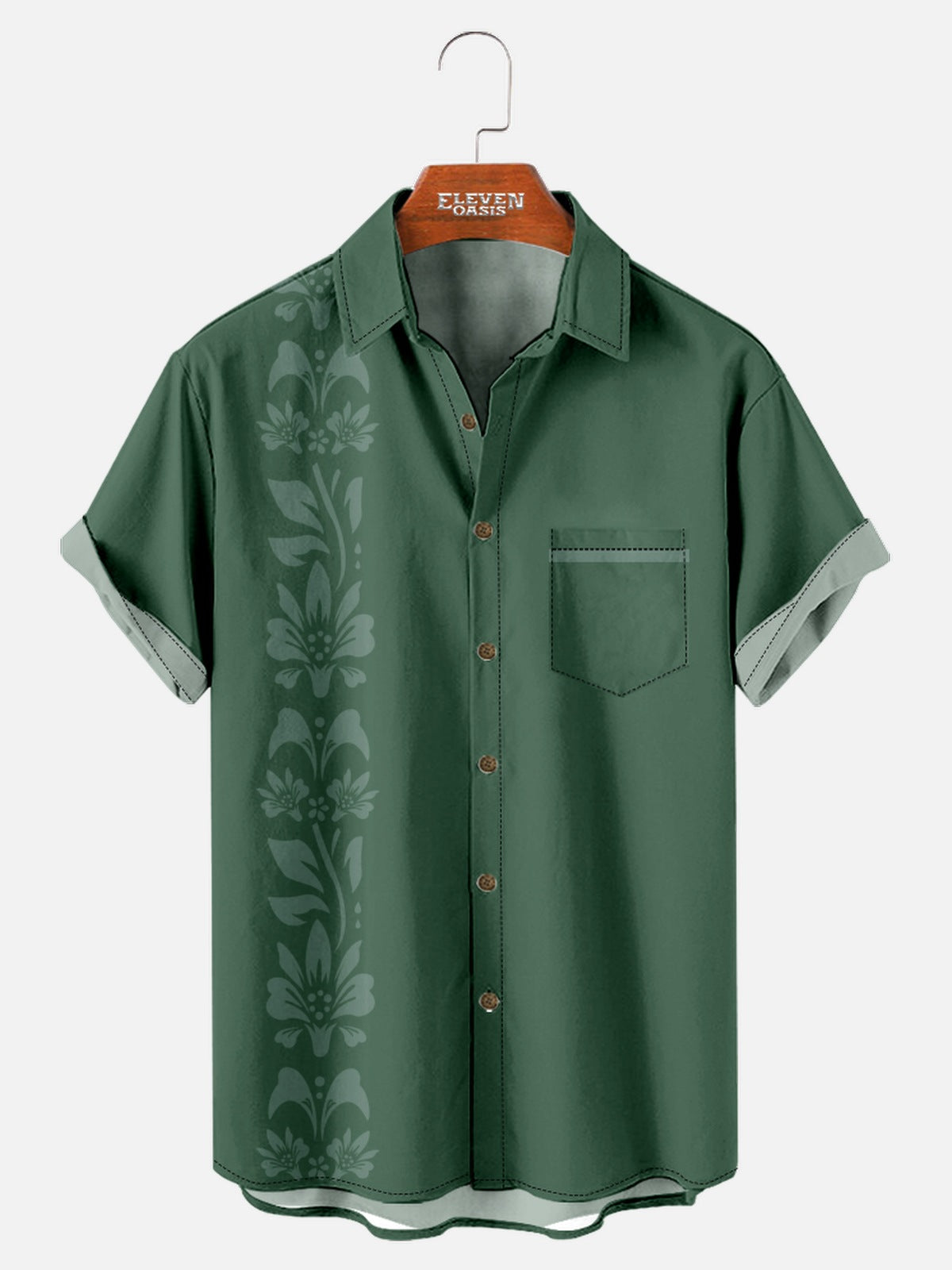 Men's Unilateral Striped Flower Vacation Casual Short Sleeve Shirt ElevenOasis