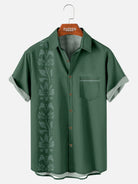 Men's Unilateral Striped Flower Vacation Casual Short Sleeve Shirt ElevenOasis