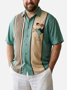 Tall Men's Striped Everyday with Toucan in a Cocktail Glass Short Sleeve Shirt ElevenOasis