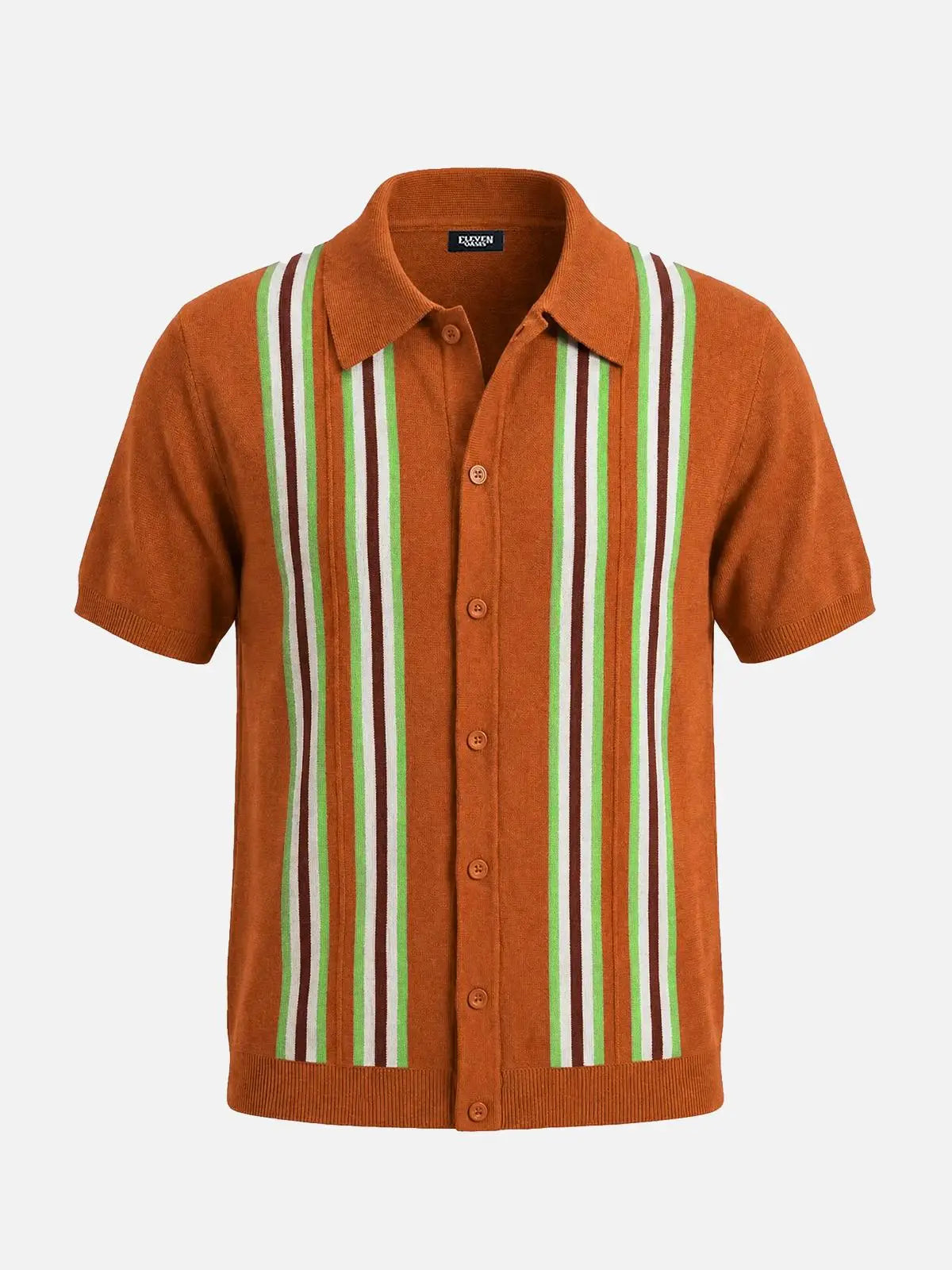 Men's Retro Multi-Stripe Short Sleeve Knit Shirt Eleven Oasis