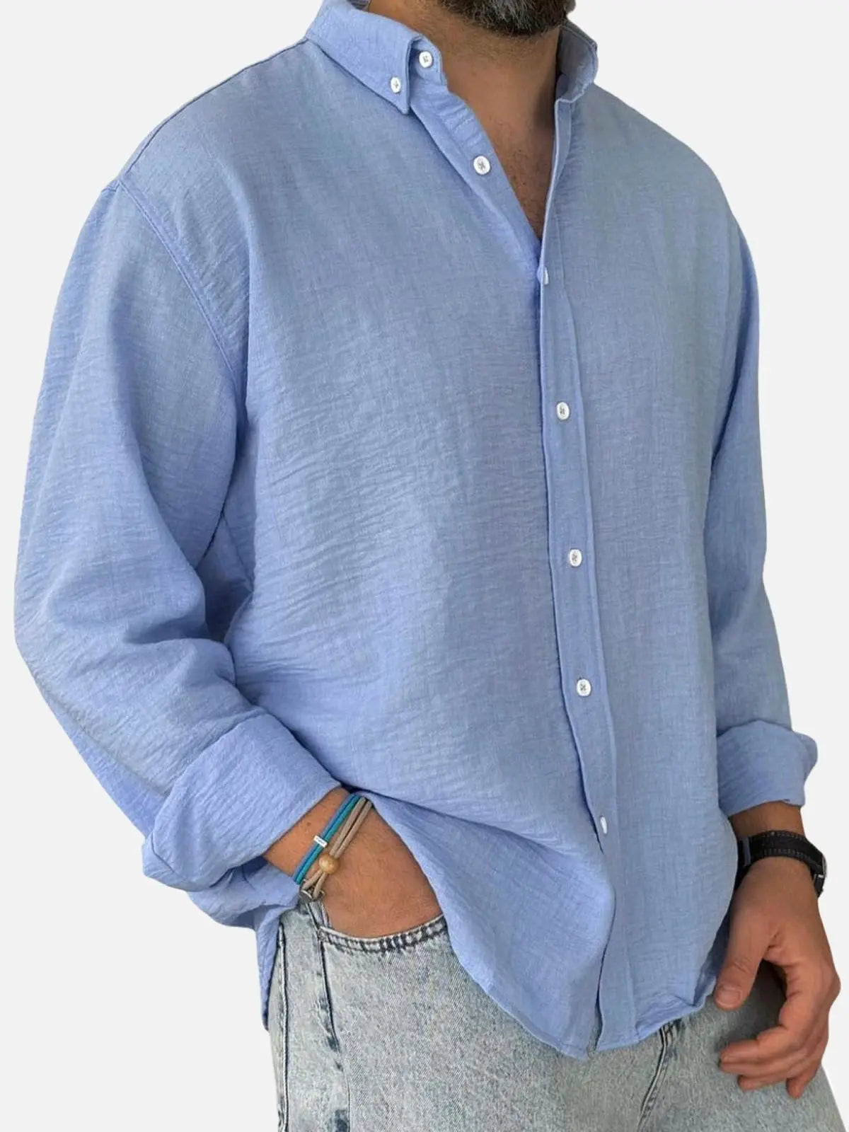 Men's 100% Cotton Button Down Long Sleeve Shirt ElevenOasis