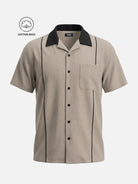 Men's Cotton Retro Piped Bowling Short Sleeve Shirt ElevenOasis