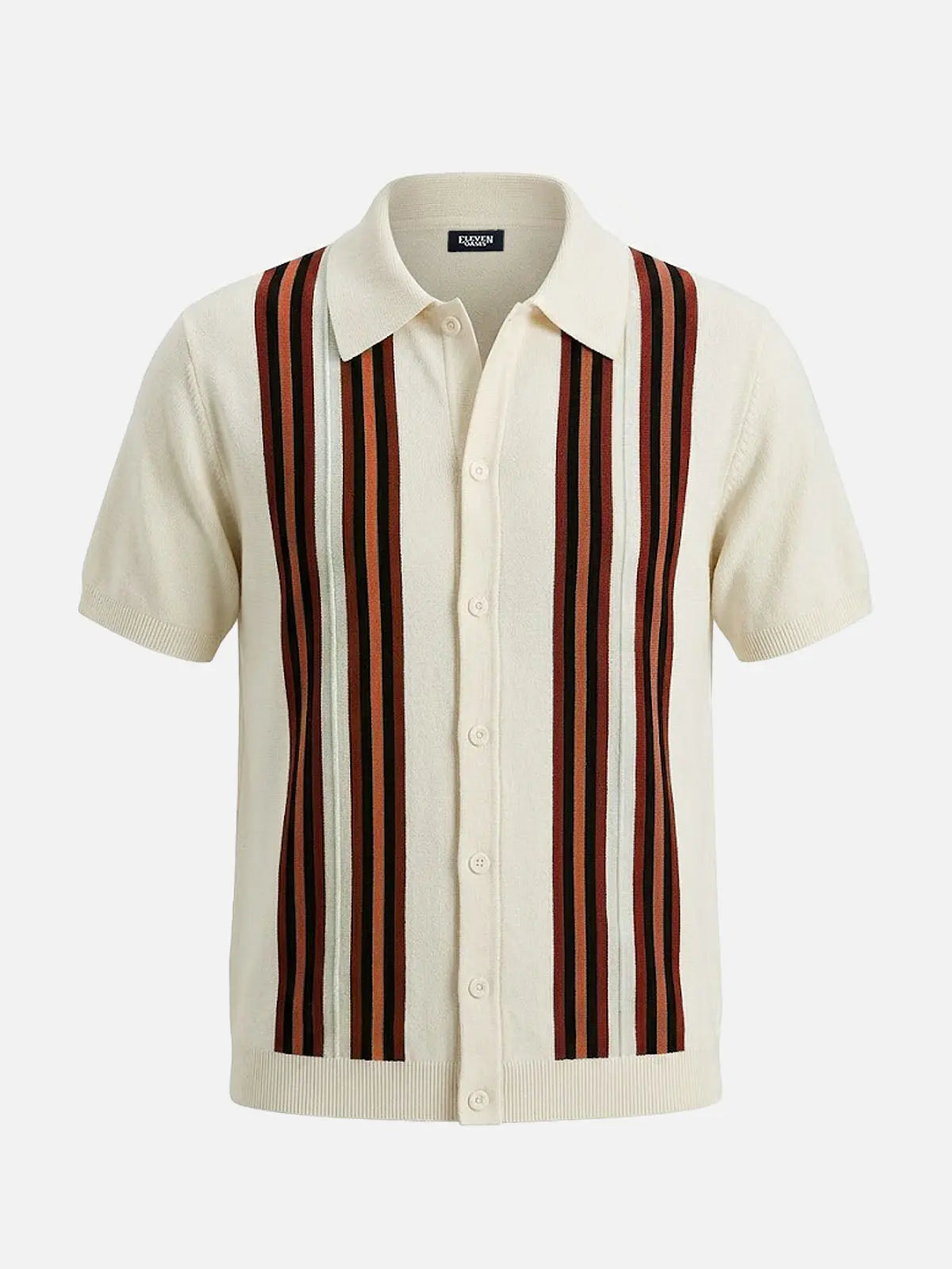 Men's Retro Multi-Stripe Short Sleeve Knit Shirt Eleven Oasis