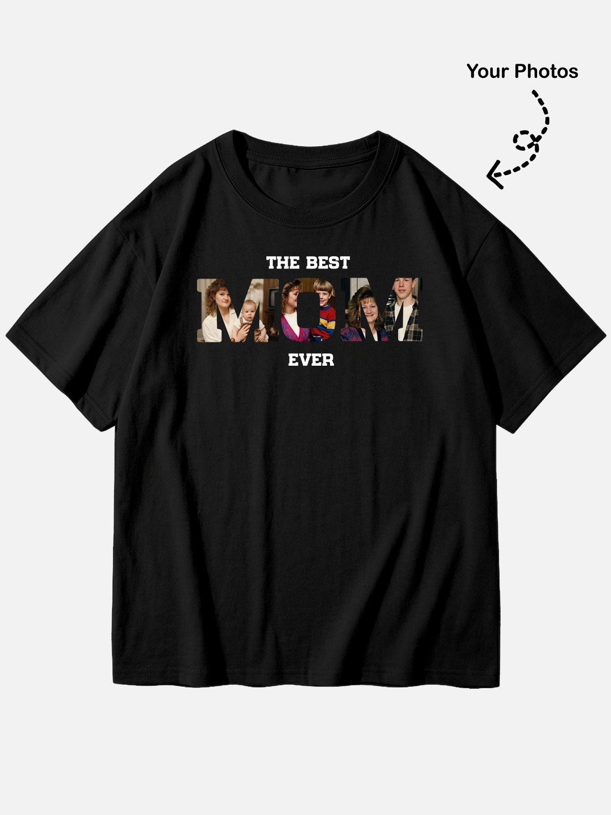 Custom Best Mom Ever Photo Cotton Short Sleeve T-Shirt Eleven Oasis