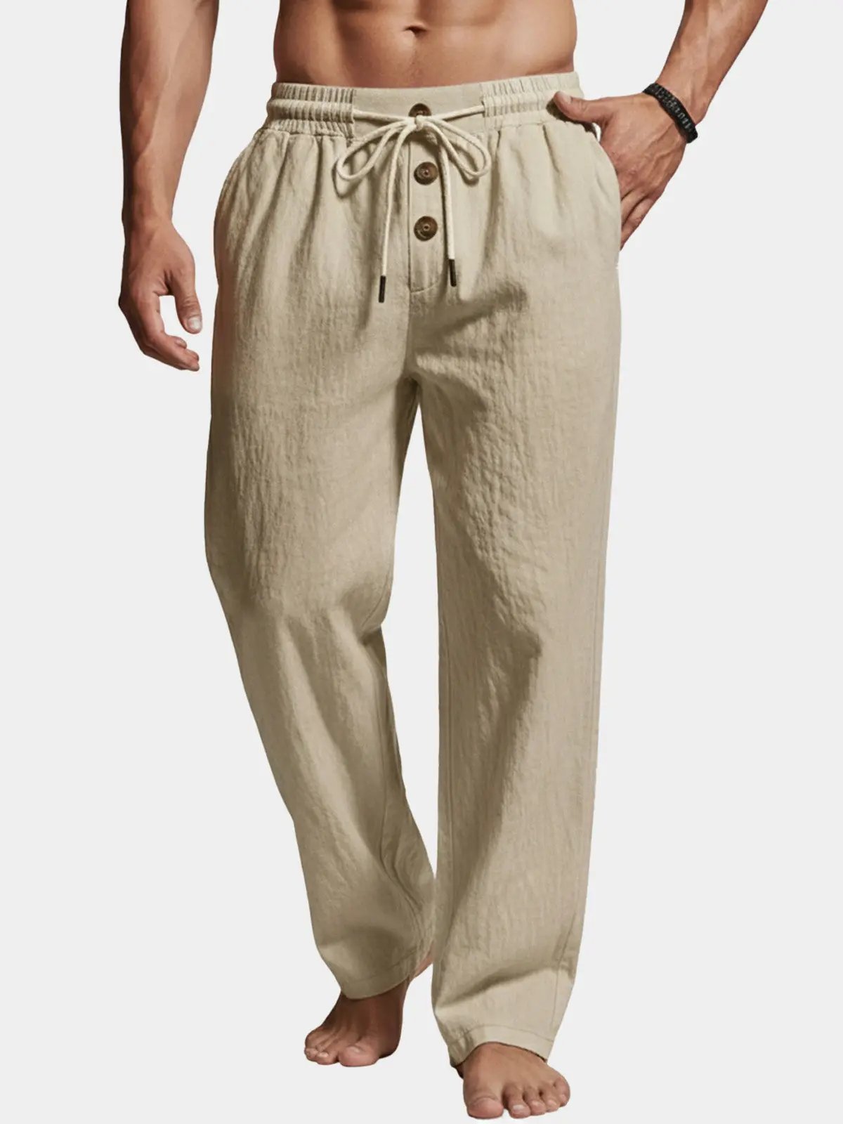 Men's Linen Blend Wide Leg Lounge Pants ElevenOasis