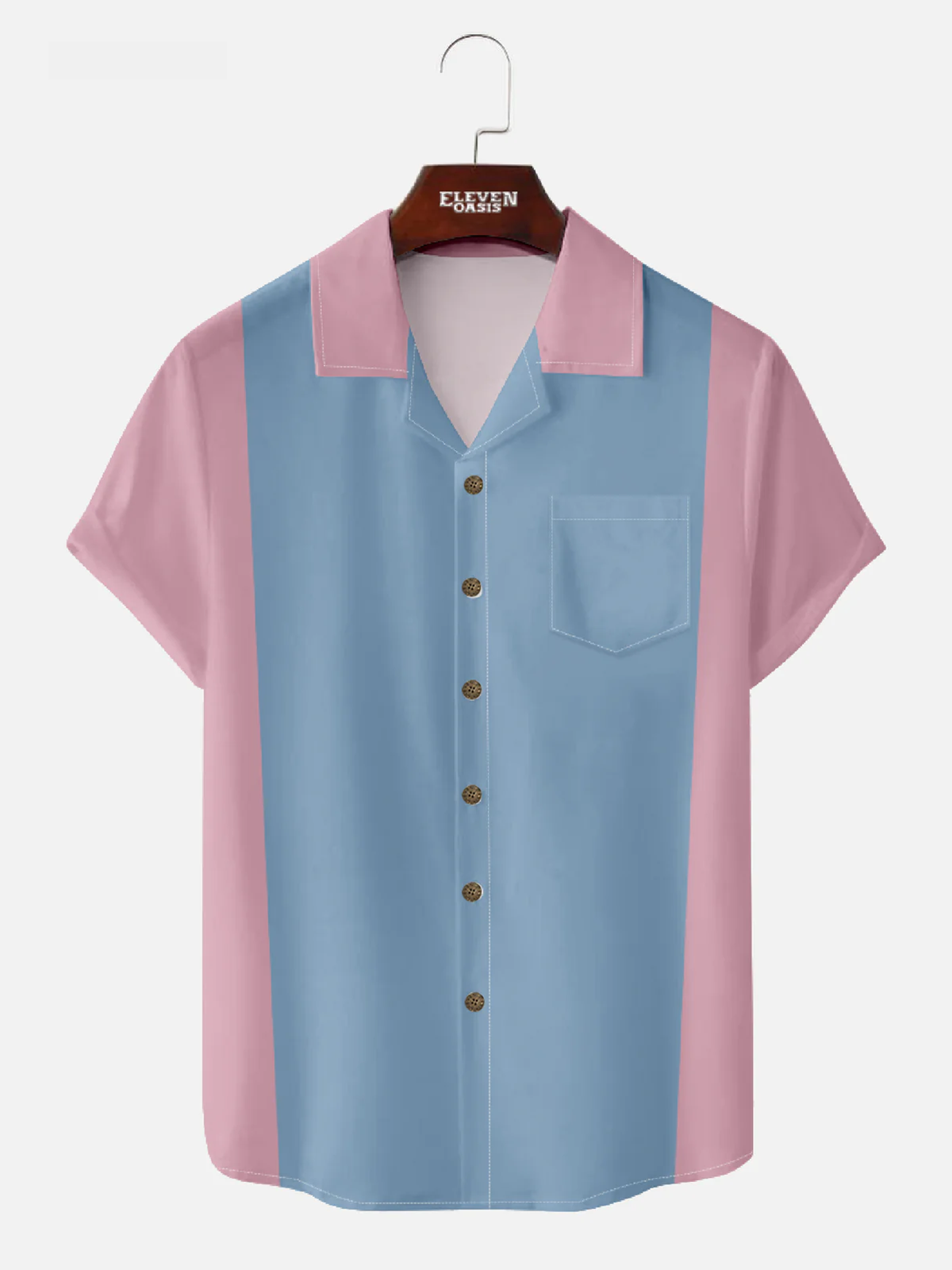 Men's Colorblock Panel Bowling Short Sleeve Shirt Eleven Oasis