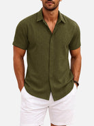 Men's Linen Cotton Blend Short Sleeve Shirt ElevenOasis